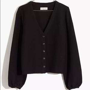 Madewell textured balloon sleeve cardigan top